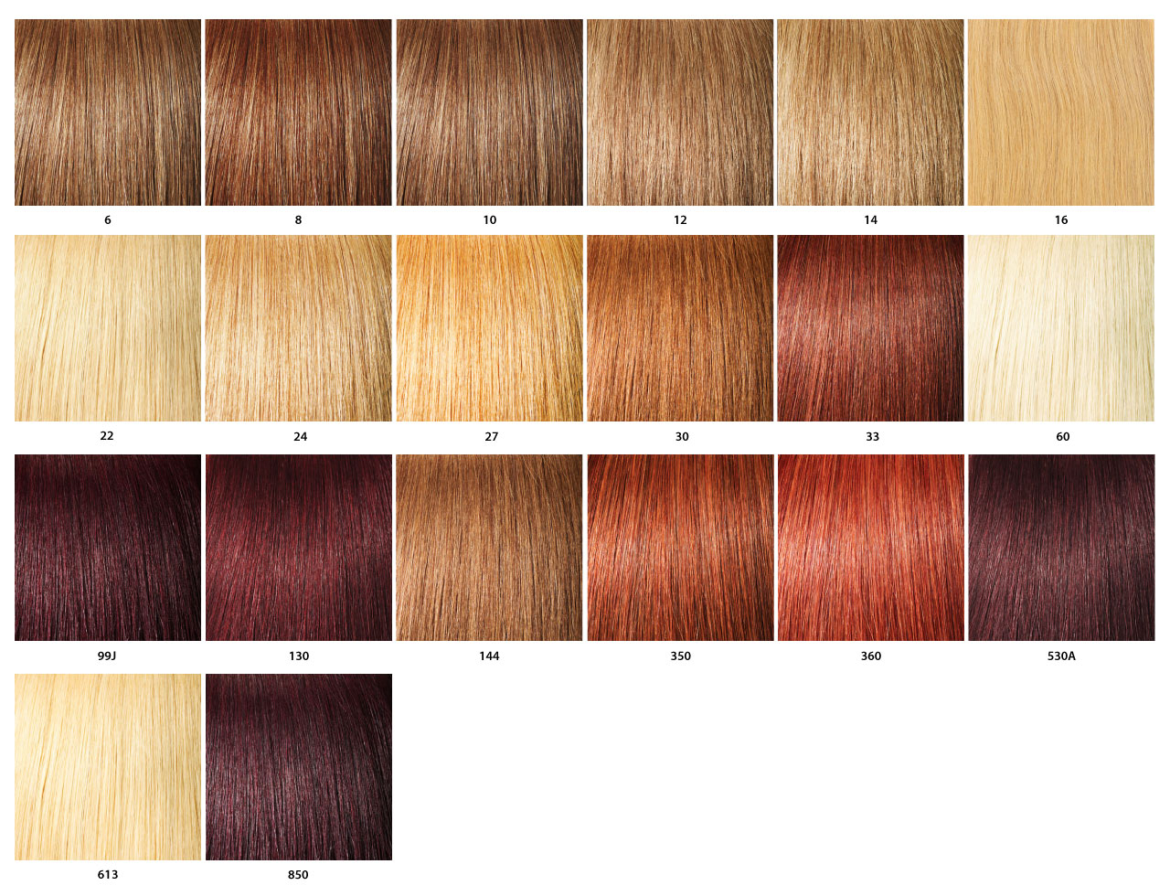 Hair Dye Colour Chart