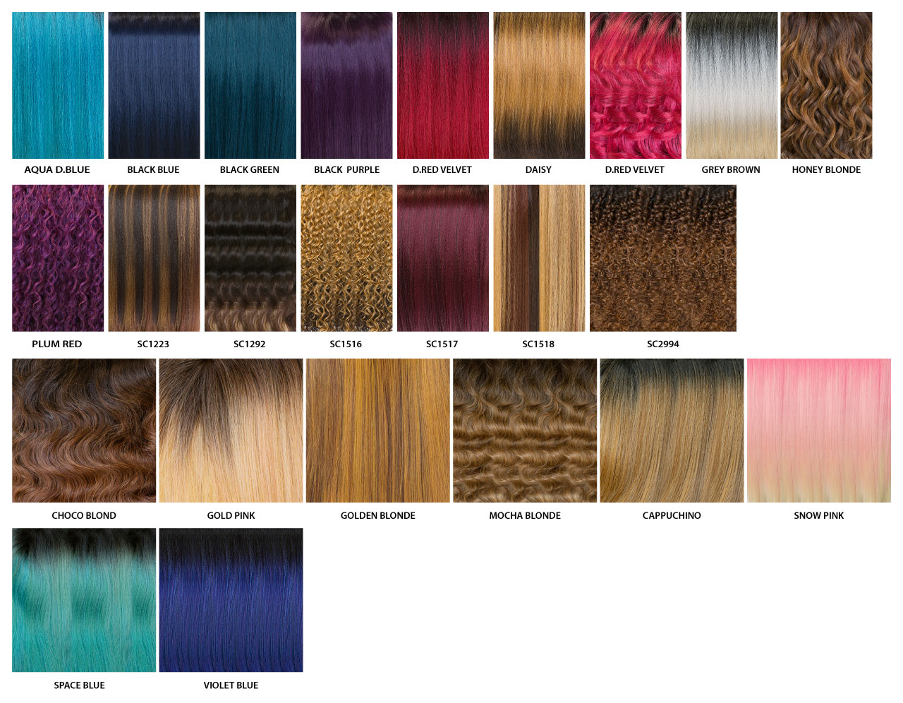 Hair Weave Color Chart